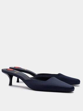 Larroude Amal Mule In Ocean Satin